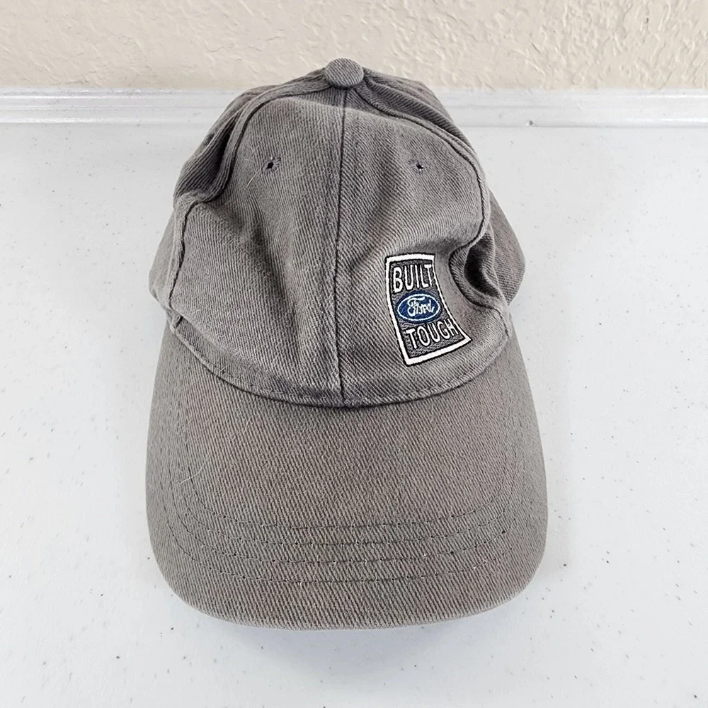Built Ford Tough Logo Gray Adjustable Hat Vintage Dad Mom Workwear - Picture 1 of 10
